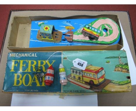 A Tin Mechanical Ferry Boat, item No 949 by Yonezawa, lighthouses present, (boxed).