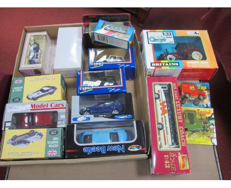 A Quantity of Diecast Vehicles by Various Manufactures, including 1:43 scale Aston Martin DBS, Jaguar E Type, Matchbox, Atlas