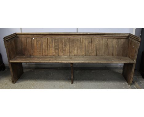 Late 19th century oak pew91cm high x 228cm wide x 48cm deepCondition Report:  Noted splits to the ends of the bench. In need 