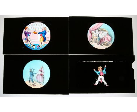Collection of 24 Magic Lantern Slides including 8 'Puss In Boots', numbered. 7 'Jack and the Beanstalk' (numbered 2-8). And a