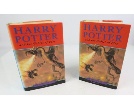 Two first editions of Harry Potter and the Goblet of Fire by J. K. Rowling, with original dust jackets (2)