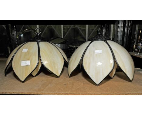 Pair of modern flower form ceiling hanging light shades,