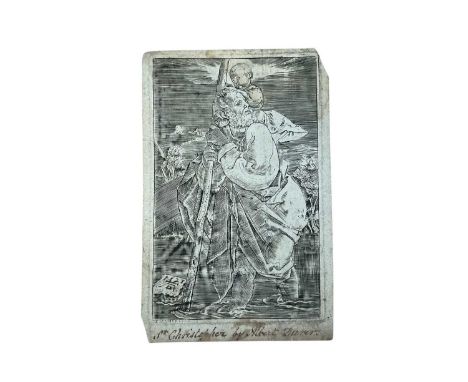 After Albrecht Durer - St Christopher, wood block print, plate 12 x 7.5cm