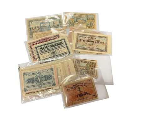 Germany - Mixed banknotes to include scarce Reichs banknote 50 Mark 30 November 1918 issue VF x 6, Inflationary Memel 1922 is