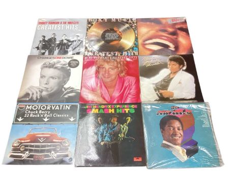 Two boxes of LP records and 78's, including The Drifters, Michael Jackson, Robert Knight, David Ruffin, Smokey Robinson, Sam 