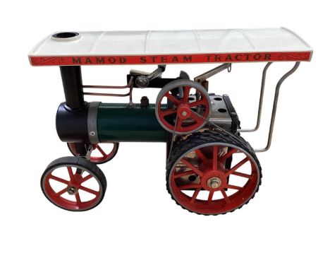 Mamod TE1A live steam traction engine (stemming rod missing) and Lumber Trailer LW1, both boxed (2)
