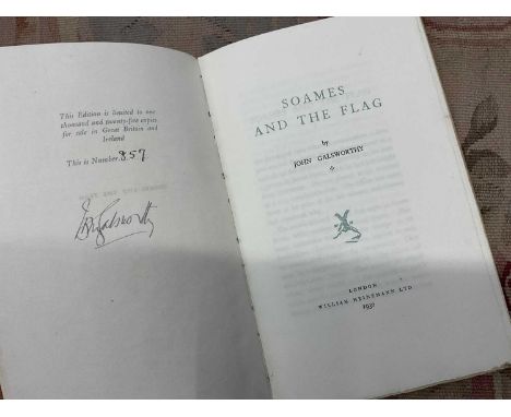 John Galsworthy - Soames and the Flag, signed limited edition, limited to 1025 copies, 1930, together with Stella Benson - Ch