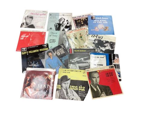Crate of single records including The Shadows, George Harrison, Blue Diamonds, Jerry Butler, Buddy Holly, Kathy Kirby, Paul a