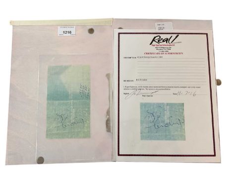 Autographs Jimi Hendrix signed airport receipt from Oct 1969 with certificate of authenticity by Roger Epperson Authenticatio
