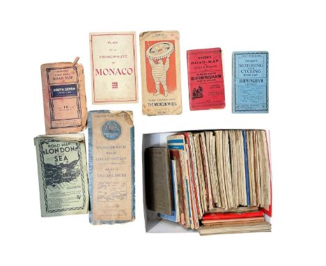 Box of vintage maps, including Ordnance Survey