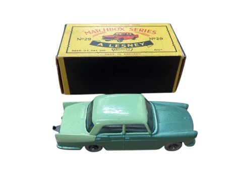 Matchbox 1-75 Series (A Lesney) including Ford Anglia No.7, Cadillac No.27 &amp; Austin Cambridge No.29, all boxed (3)
