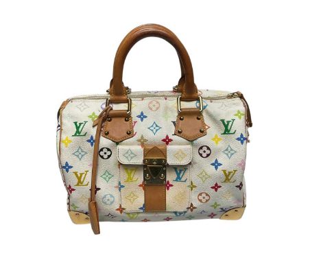Louis Vuitton Speedy handbag no. SP0093 France 2003. Length 30cms. No 30 impressed under leather tag. Multicolour coated canv