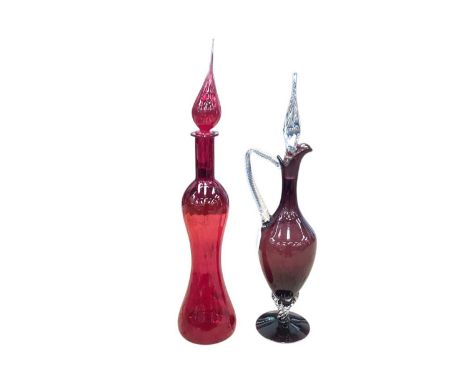 Two Italian mid century glass genie bottles