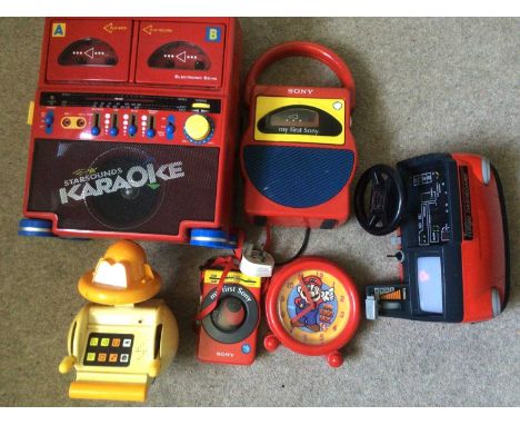 Turnin Turbo Dashboard,working. Peter Robot, working.1980's Sony red First Cassette player, Karioke and Walkman. Mario Brothe