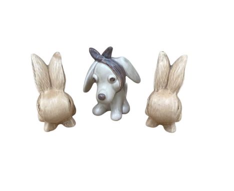 Two Sylvac rabbits, ditto dog, Bing &amp; Grondahl dog and other ceramics - 1 box