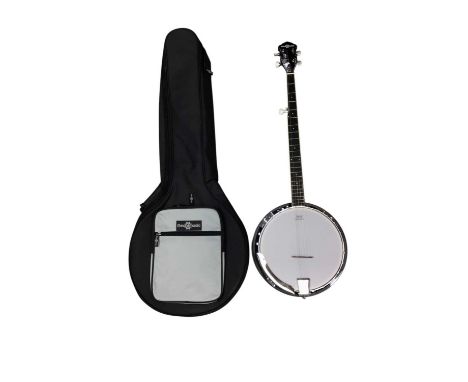 Gear4music four-string banjo in case