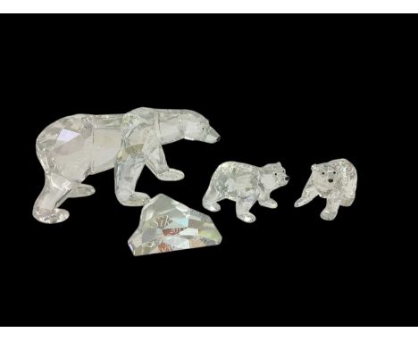 Swarovski Crystal annual edition 2011 - Siku Polar Bear with plaque and two small bears, all boxed   