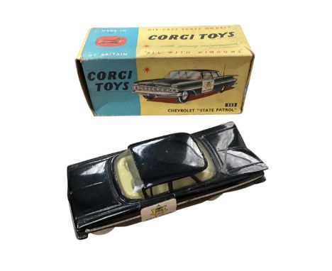 Corgi Toys American Series Chevrolet State Patrol No.223, Fire Chief No.439, Police Car No.481, New York Taxi No.221, plus Pl