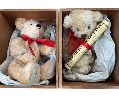 Deans Millennium Bears (2) with wooden box and certificates, 382/500. Merrythought Hope and Rusty Cheeky 15/30 both with cert