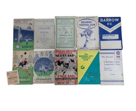Football programmes to include 1947 England v Scotland, 1951 FA Cup Final, Bradford, Gateshead, Barrow, all 1940s issues plus
