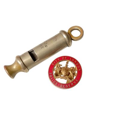 Victorian metropolitan police truncheon with crowned police stamp, The Metropolitan Patent City of London Police Reserve whis