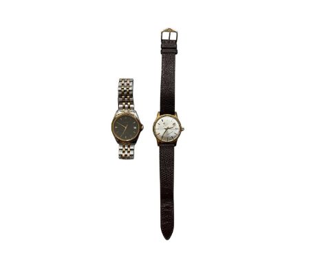 1960s Tissot Seastar Seven manual wind gold plated wristwatch on leather strap, together with a Tissot PR 100 bi-metal stainl