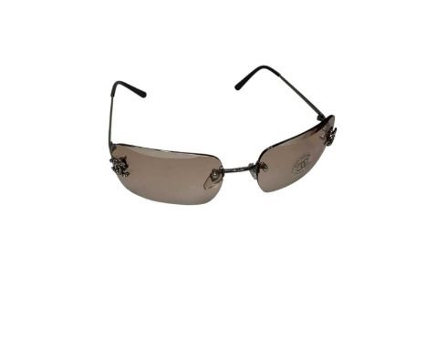 Chanel rhinestone rimless sunglasses 4017 C 125/H 62 17 120 with box and small paper carrier bag.