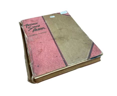 Early Victoria edition stamp album- GB and world to include European, GB 1887 and 1902 issues to one shilling.