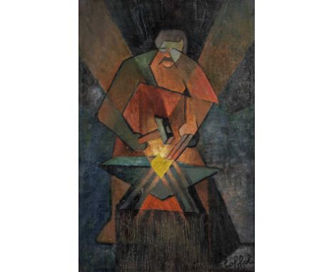 Louis Toffoli (French, 1907-1999)Blacksmith  signed in Latin (lower right)oil on canvas 92 x 60cm (36 1/4 x 23 5/8in).Footnot