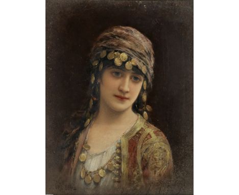 Emile Eisman-Semenowsky (Polish, 1857-1911)Oriental beauty signed in Latin (lower right), inscribed and dated 'Paris 1884' (l
