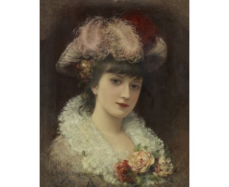 Emile Eisman-Semenowsky (Polish, 1857-1911)Portrait of a young woman signed in Latin, inscribed and dated 'Paris 1883' (lower