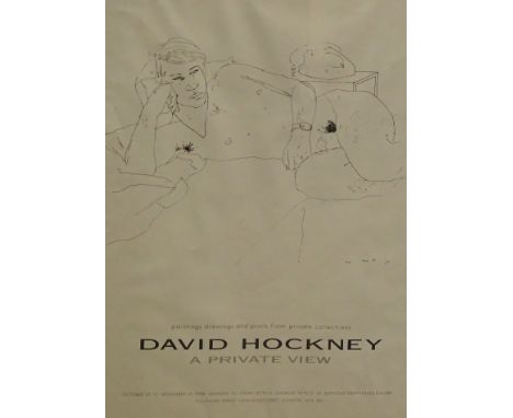 After David Hockney. A Private View, Editions Graphiques Gallery London - October 26 to November 12 1988, monochrome poster, 