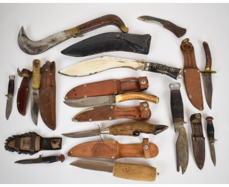 Fourteen pocket knives and multitools including adjustable spanner and pliers, longest blade 6cm, one boxed, twelve with pouc