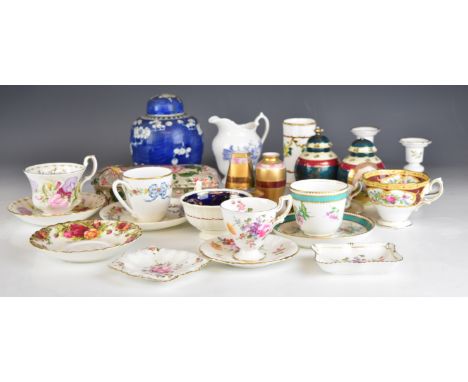 Collection of decorative / collectable teaware including Royal Worcester, Royal Albert miniature cup and saucer, Spode candle