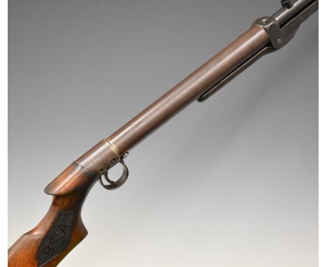 BSA .22 under-lever air rifle with named and chequered semi-pistol grip and adjustable trigger and sights, serial number S546