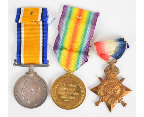 British Army WW1 medal trio comprising 1914/1915 Star, War Medal and Victory Medal named to 294 Pte A L Morris, Gloucestershi