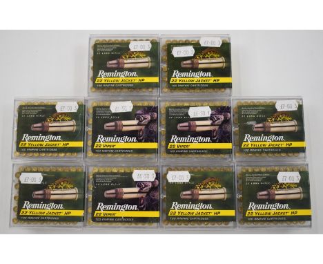One-thousand .22 Remington Yellow Jacket and Viper rifle cartridges, all in original boxes. PLEASE NOTE THAT A VALID RELEVANT