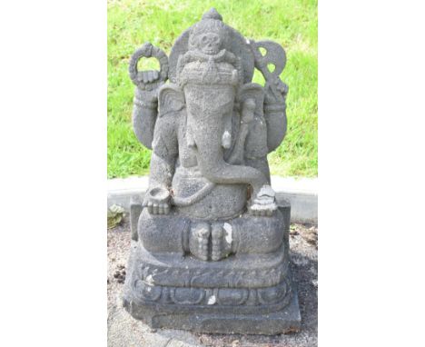 Lava stone sculpture elephant deity, from the Borobadur temple area, Java, Indonesia, height 82cm  