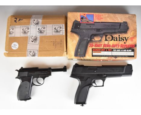Two CO2&nbsp;air pistols Daisy Model 2003 35-shot repeater .177 with chequered composite grips and fixed sights, serial numbe
