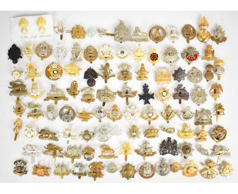 Large collection of approximately 100 British Army Infantry badges including Gloucestershire Regiment, Royal Lincolnshire Reg
