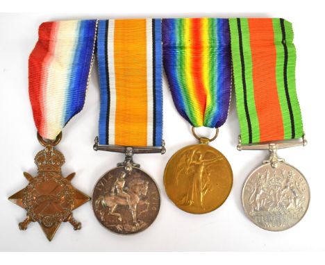 British Army WW1 medal trio named to 11282 Pte F A Lawrence, Royal Welch Fusiliers, together with his WW2 Defence Medal