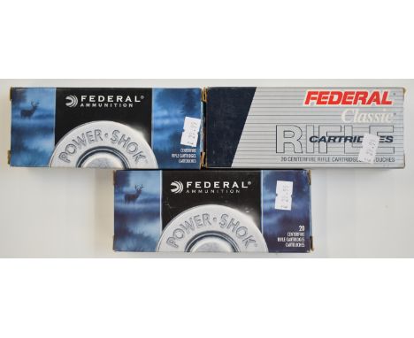 Sixty .222 Remington Federal cartridges, all in original boxes.&nbsp;PLEASE NOTE THAT A VALID RELEVANT FIREARMS/SHOTGUN CERTI