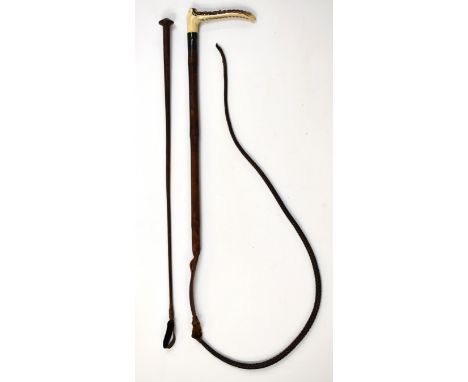 Swaine and Adeney riding crop and hallmarked silver mounted whip