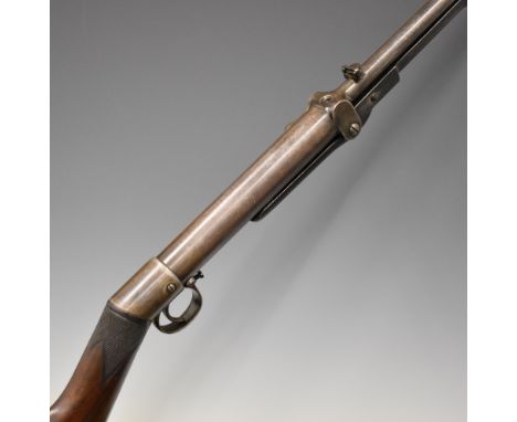 BSA Improved Model D .177 under-lever air rifle with chequered straight hand grip, adjustable trigger and sights and top mark