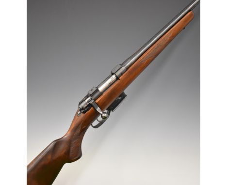 CZ 527 American .222 Remington bolt-action rifle with chequered semi-pistol grip and forend, sling mounts and 22.5 inch barre