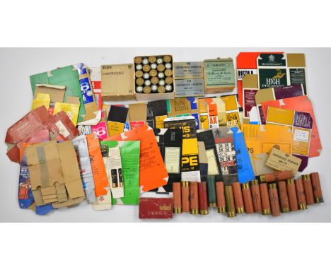 Over one-hundred-and-thirty 8, 12, 16 bore and other collector's shotgun cartridges and cartridge cases including Eley Traine