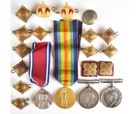 British Army WW1 Lancashire Fusiliers medal pair comprising War Medal and Victory Medal named to 35848 Pte J L Partington, Wa