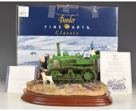 Border Fine Arts Society Caterpillar tractor model 'Starts First Time' by Ray Ayres, boxed with certificate, height 14cm