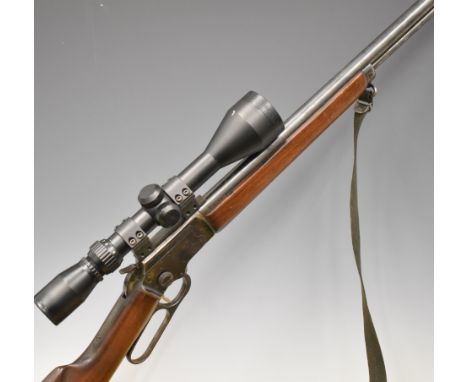 Marlin Golden 39A Mountie .22 underlever-action rifle with canvas sling, sound moderator, BSA Deerhunter 3-9x50 scope and 27 