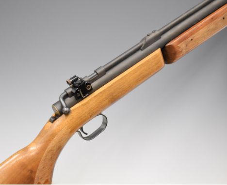 Benjamin Franklin Model 342 .22 under-lever bolt-action air rifle with adjustable sights and original sticker to the stock, s